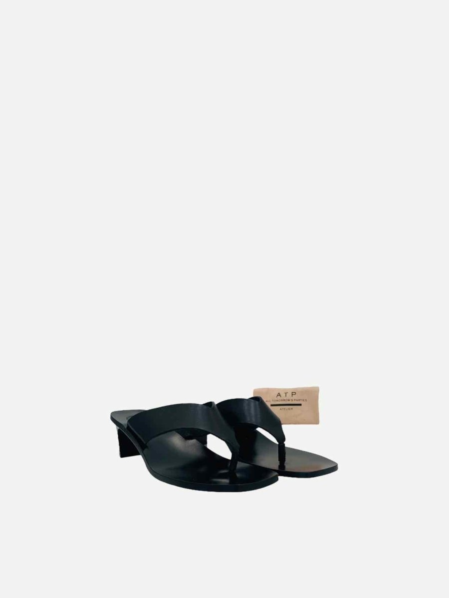 Pre - loved ATP ATELIER Black Thong Mules at Reems Closet