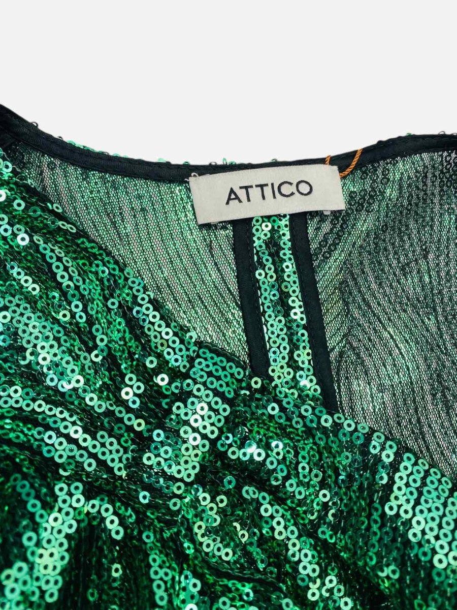 Pre - loved ATTICO Green Sequin Top at Reems Closet