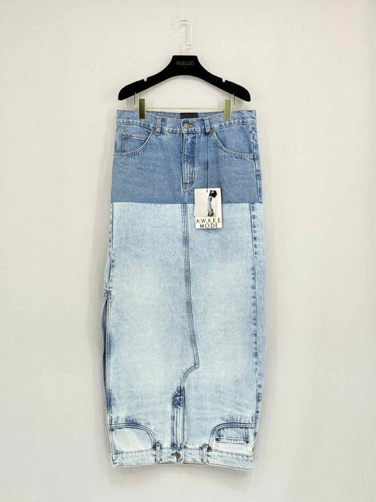 Pre - loved A.W.A.K.E MODE Mirror Effect Blue Size US 2 Long Skirt at Reems Closet