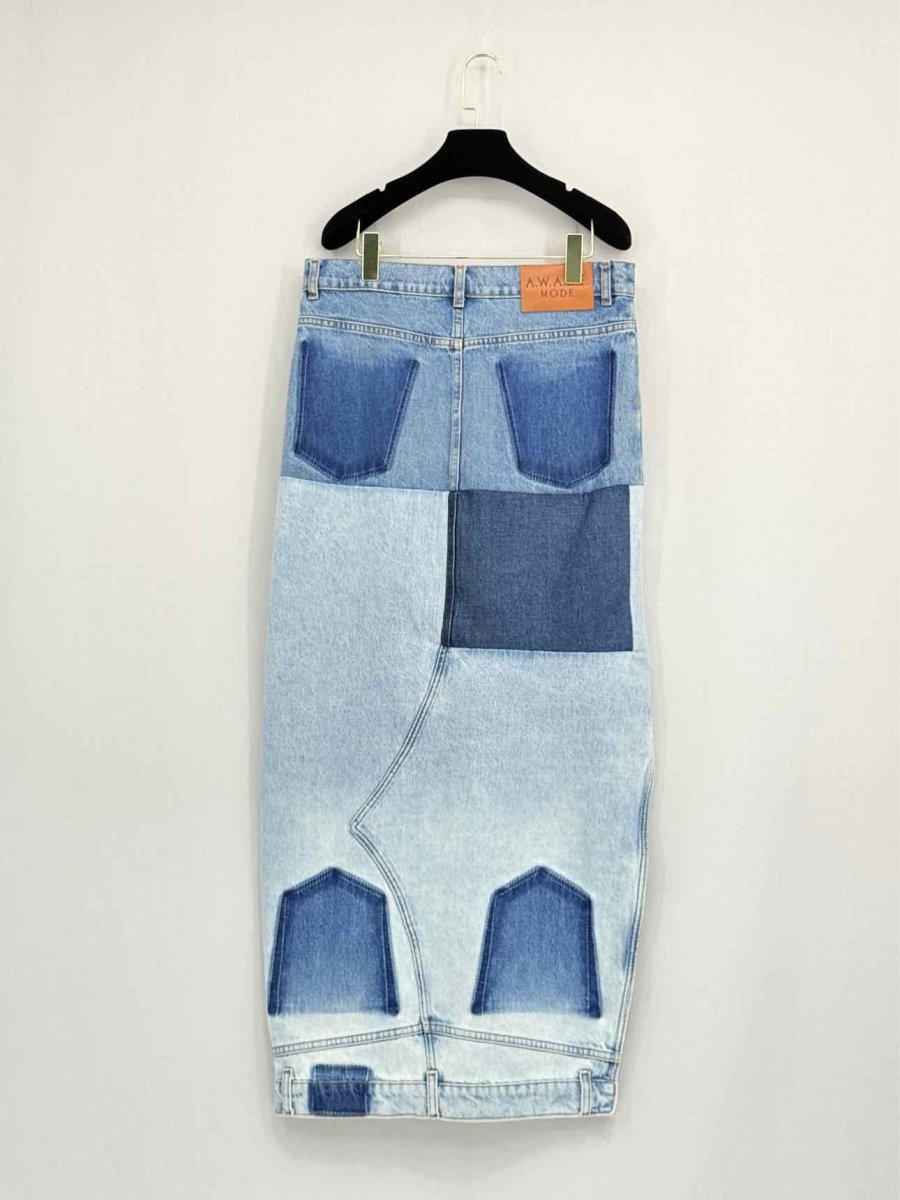 Pre - loved A.W.A.K.E MODE Mirror Effect Blue Size US 2 Long Skirt at Reems Closet