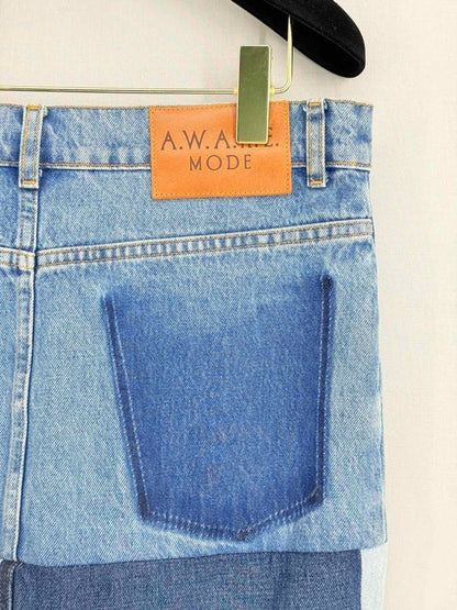 Pre - loved A.W.A.K.E MODE Mirror Effect Blue Size US 2 Long Skirt at Reems Closet