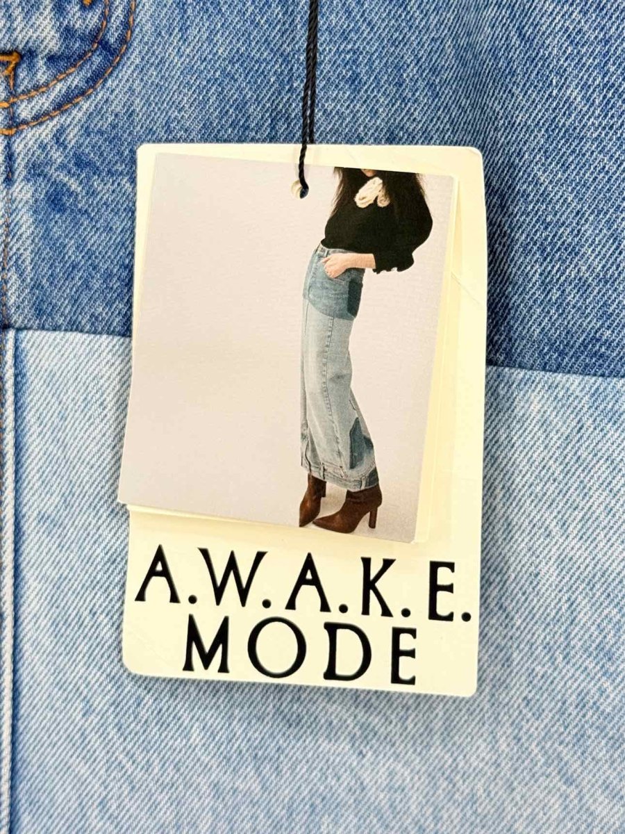 Pre - loved A.W.A.K.E MODE Mirror Effect Blue Size US 2 Long Skirt at Reems Closet