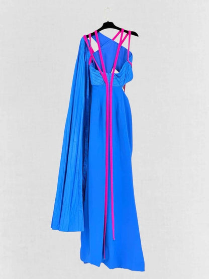 Pre - loved AZZI & OSTA Blue w/ Pink Size US 2 Long Dress at Reems Closet