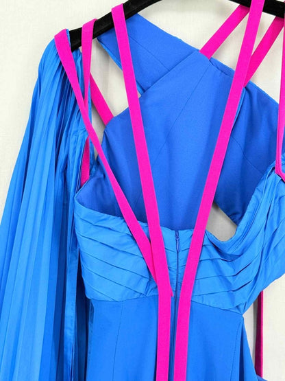 Pre - loved AZZI & OSTA Blue w/ Pink Size US 2 Long Dress at Reems Closet