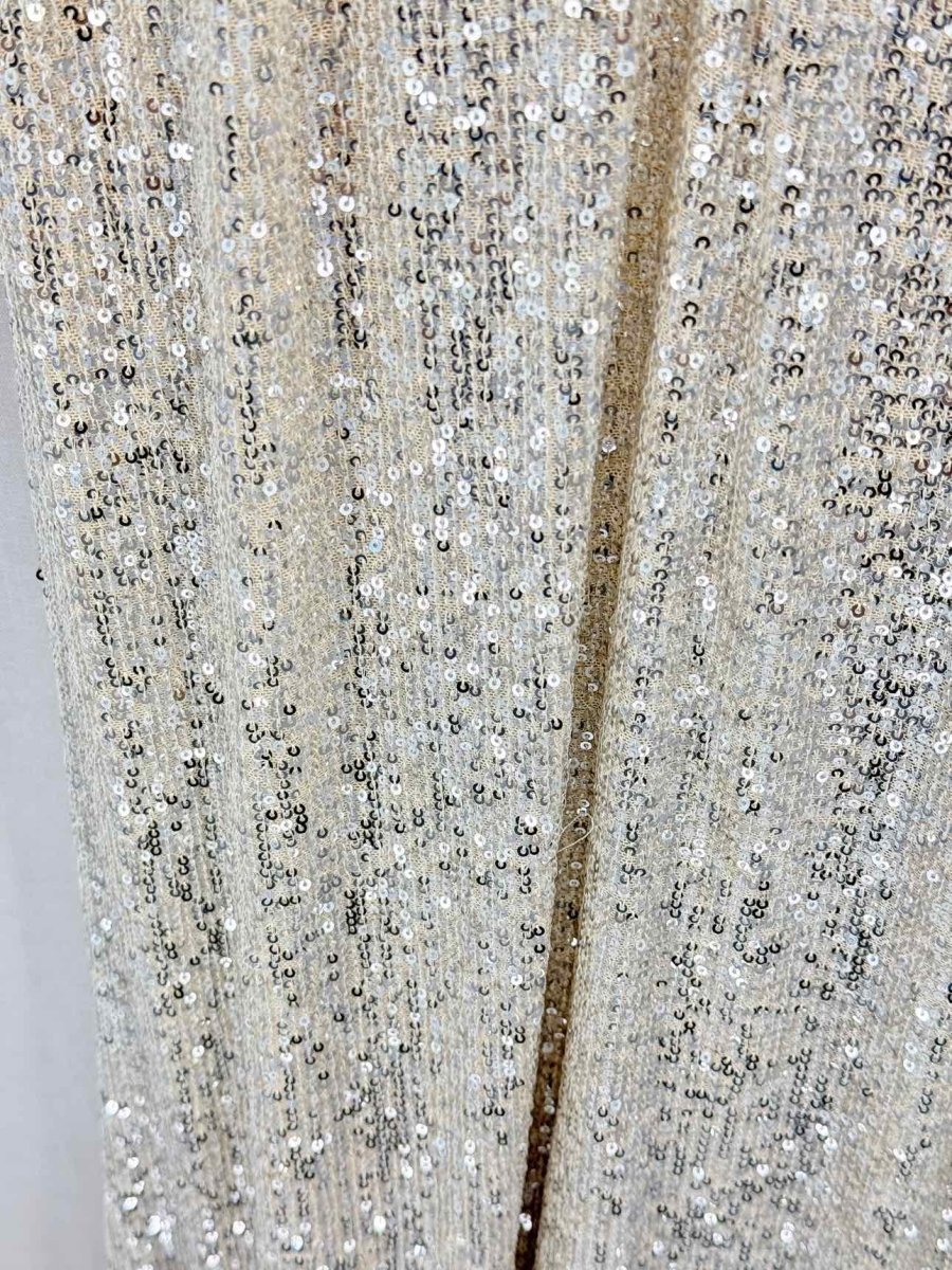 Pre-loved BADGLEY MISCHKA Beige & Silver Size US 8 Long Dress at Reems Closet