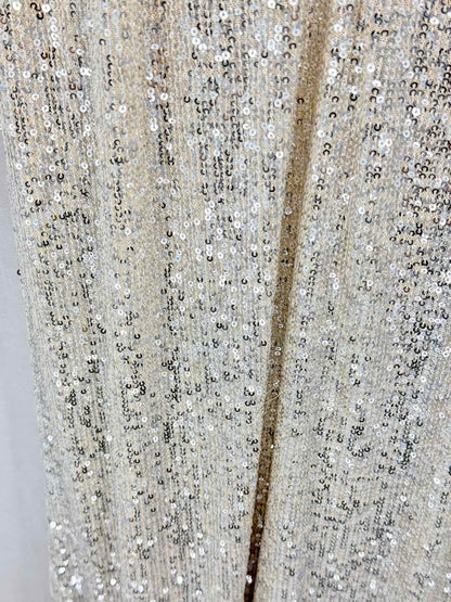 Pre-loved BADGLEY MISCHKA Beige & Silver Size US 8 Long Dress at Reems Closet