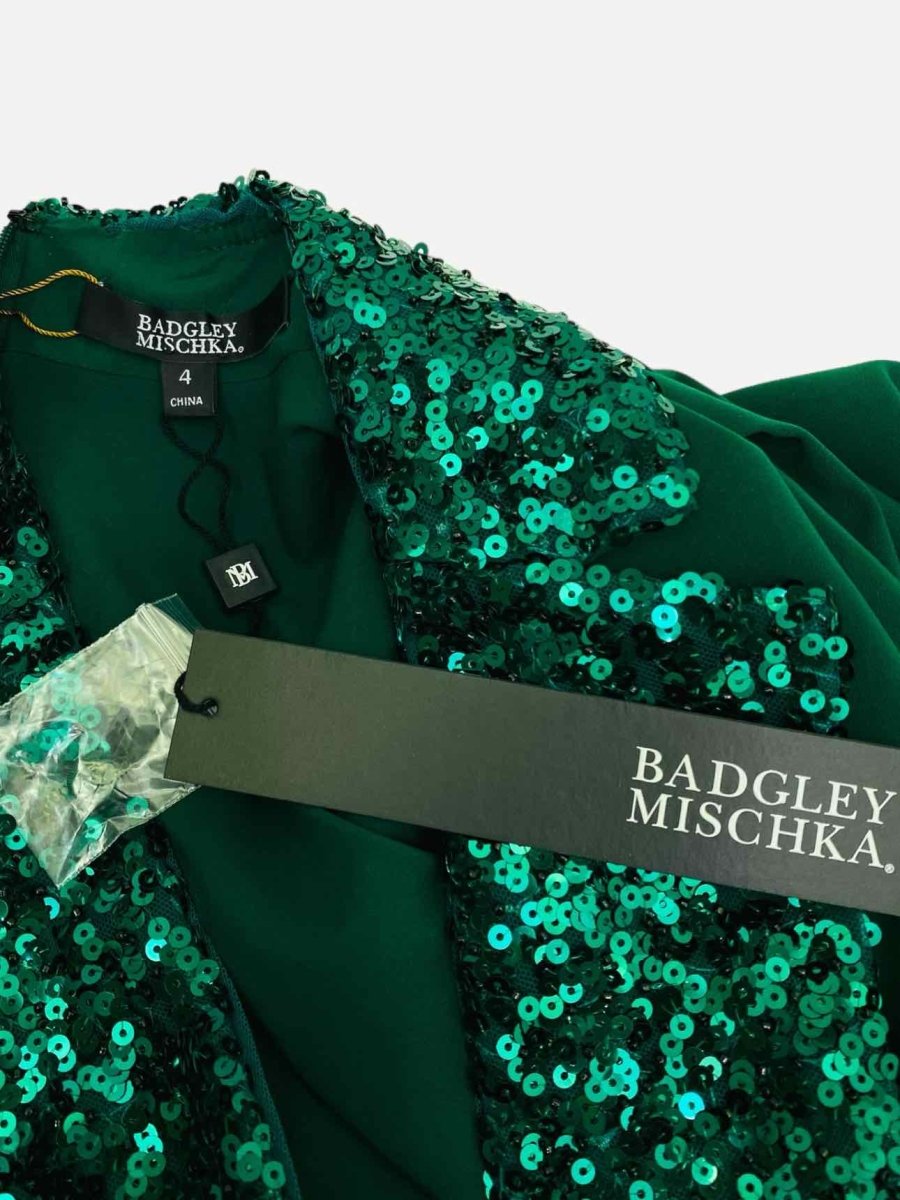 Pre - loved BADGLEY MISCHKA Belted Green Size US 4 Long Dress at Reems Closet