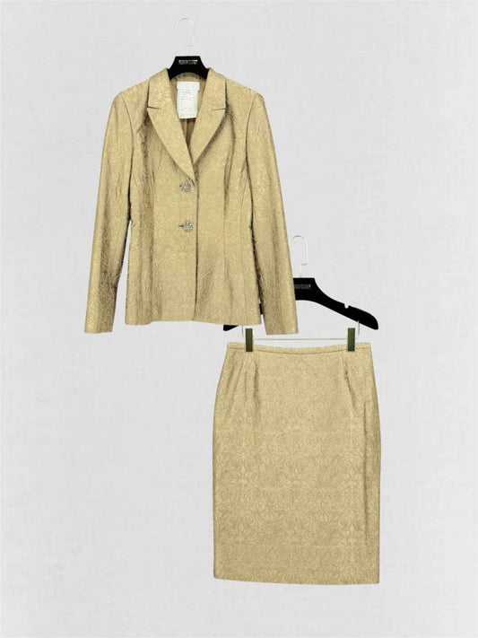 Pre-loved BADGLEY MISCHKA Gold Jacquard Size US 6/8 Outfit Set at Reems Closet