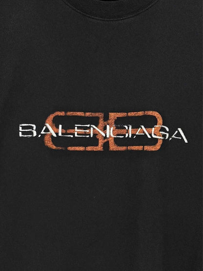 Pre-loved BALENCIAGA BB Stencil Print Black Size Large T-shirt at Reems Closet