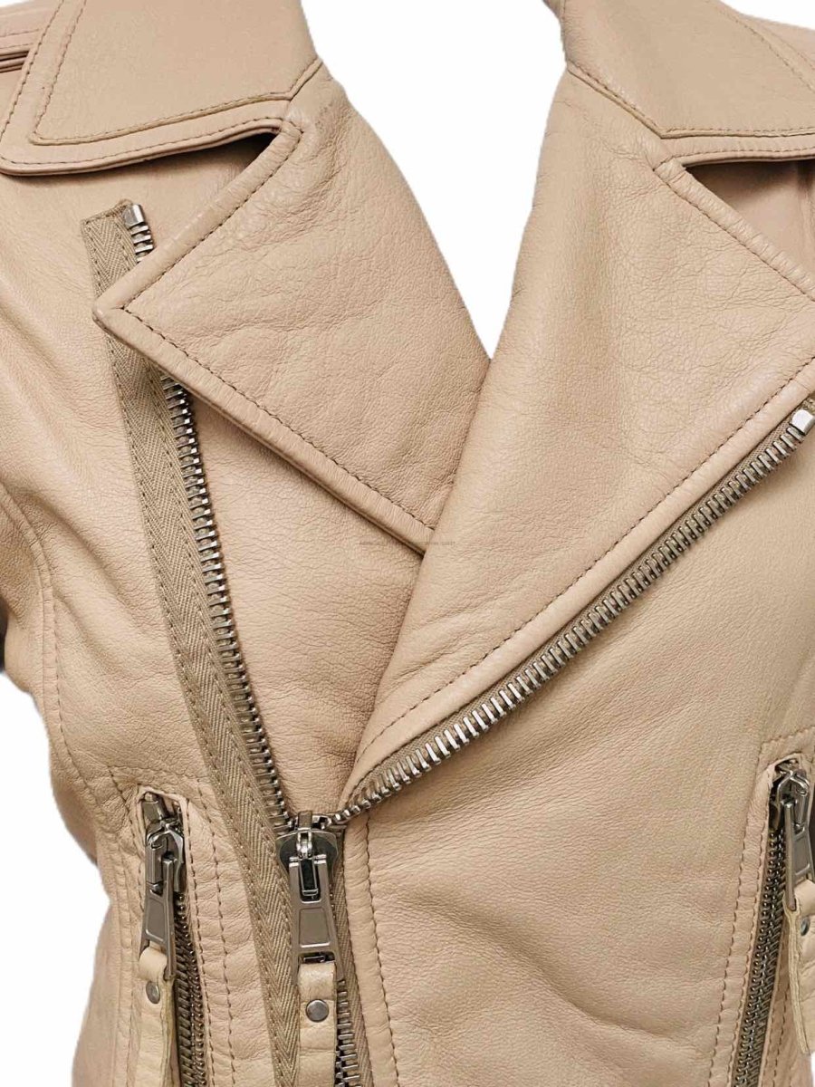 Pre - loved BALENCIAGA Beige Biker Jacket at Reems Closet