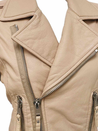 Pre - loved BALENCIAGA Beige Biker Jacket at Reems Closet