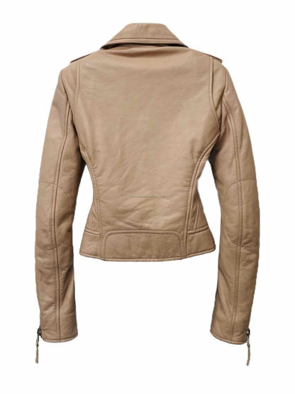 Pre - loved BALENCIAGA Beige Biker Jacket at Reems Closet