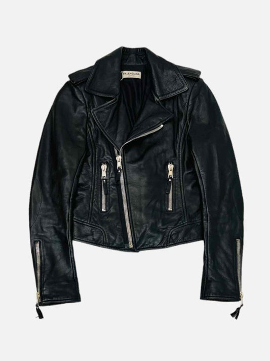 Pre - loved BALENCIAGA Biker Black Jacket at Reems Closet