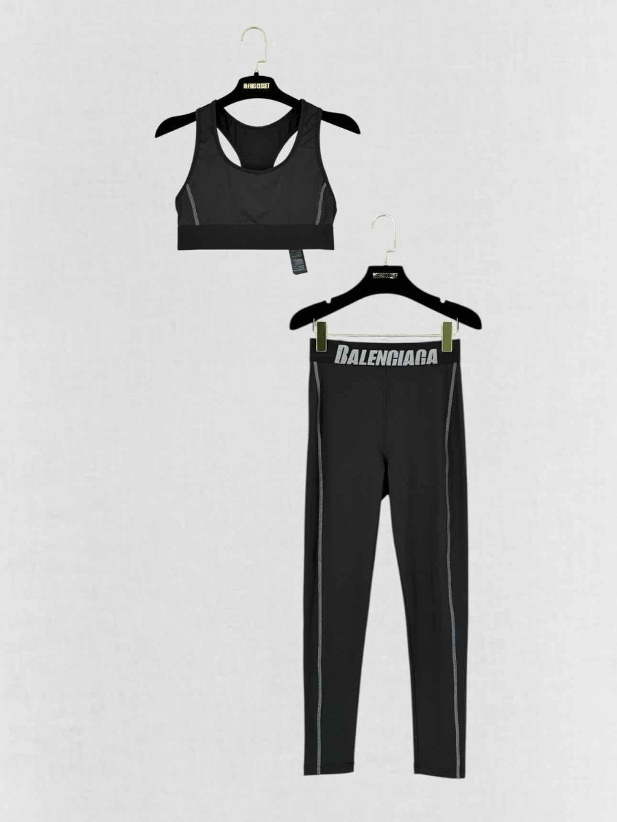 Pre - loved BALENCIAGA Black Logo Print Size Small Outfit Set at Reems Closet