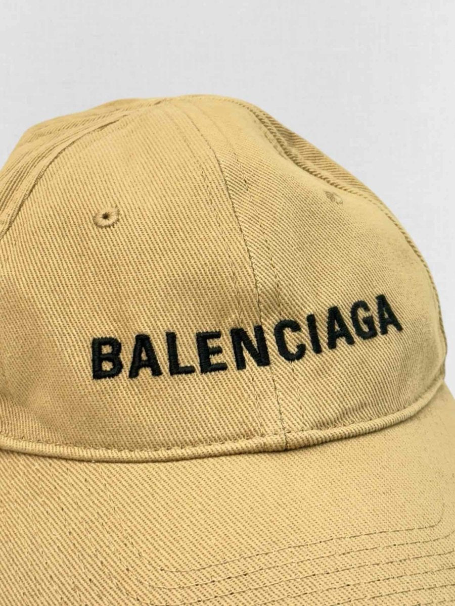 Pre - loved BALENCIAGA Brown Logo Embroidered Cap at Reems Closet