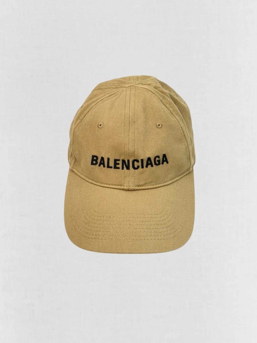 Pre - loved BALENCIAGA Brown Logo Embroidered Cap at Reems Closet