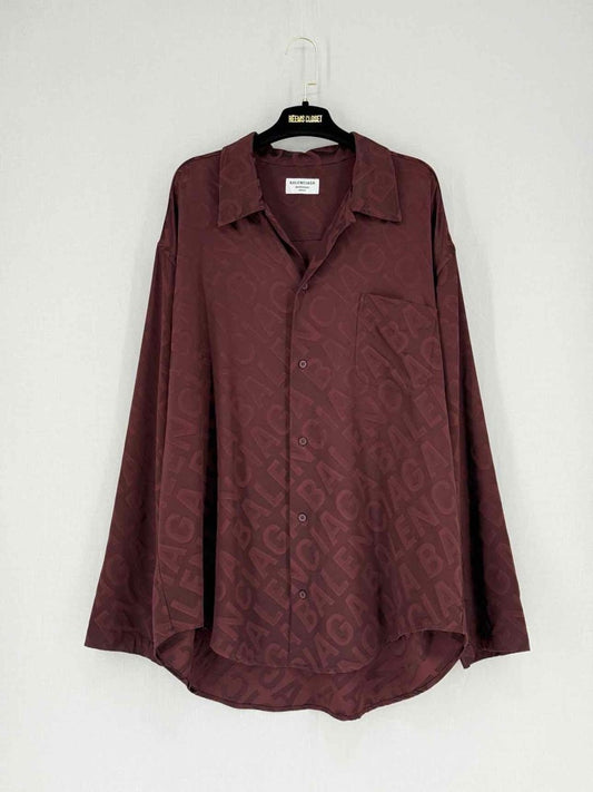 Pre - loved BALENCIAGA Burgundy Jacquard Size US 8 Shirt at Reems Closet