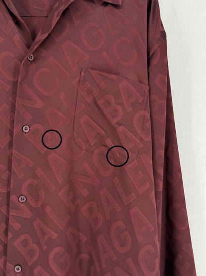 Pre - loved BALENCIAGA Burgundy Jacquard Size US 8 Shirt at Reems Closet