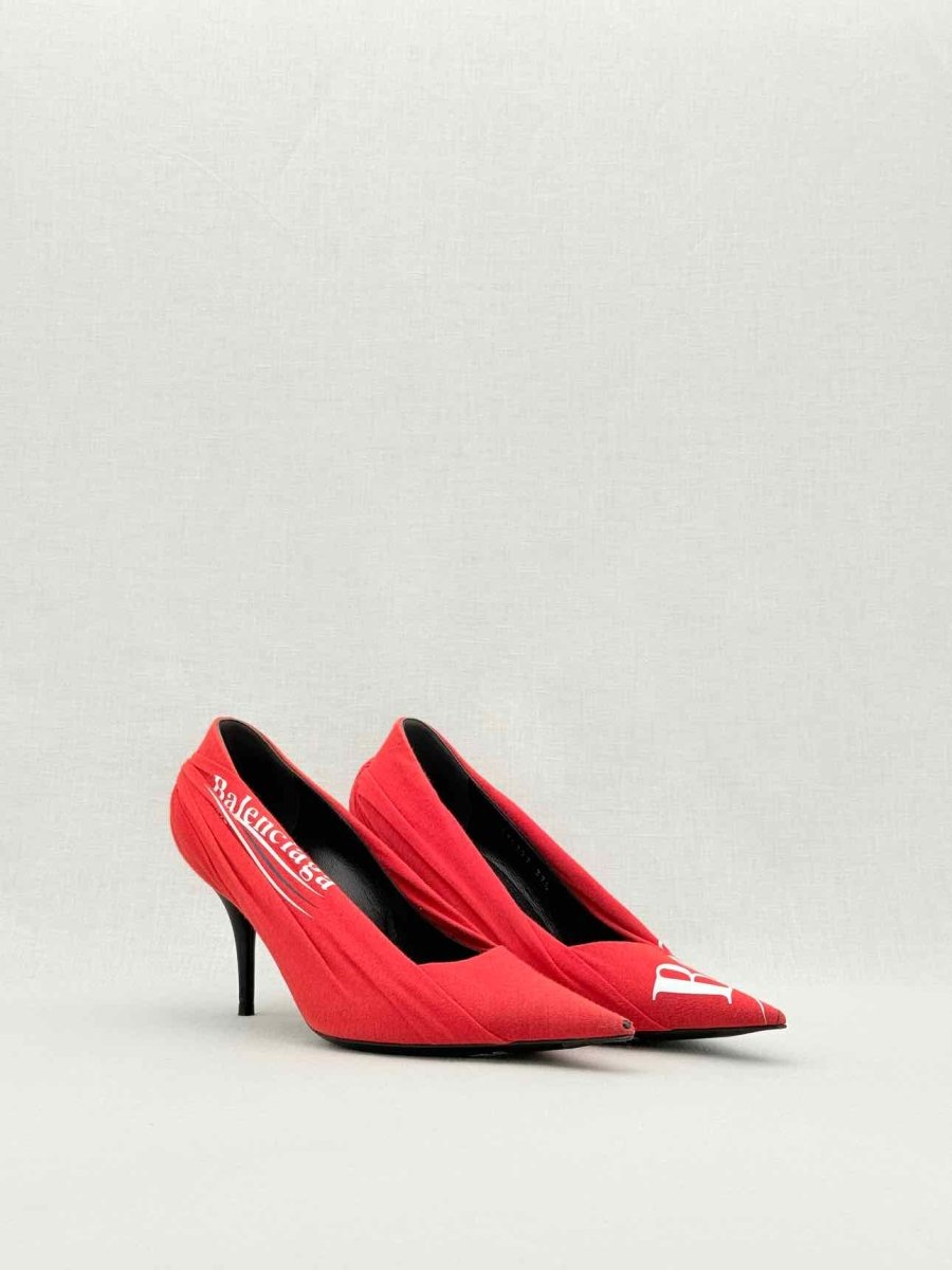 Pre - loved BALENCIAGA Crepe Knife Red Size EU 37.5 Pumps at Reems Closet