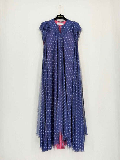 Pre - loved BALENCIAGA Flou Blue & Pink Floral Size US 2 Midi Dress at Reems Closet