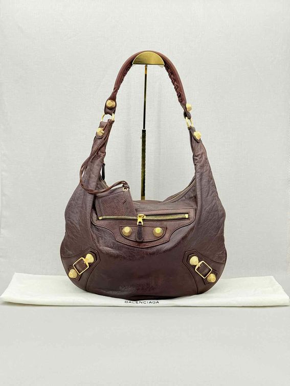 Pre - loved BALENCIAGA GGH Brown Hobo bag at Reems Closet
