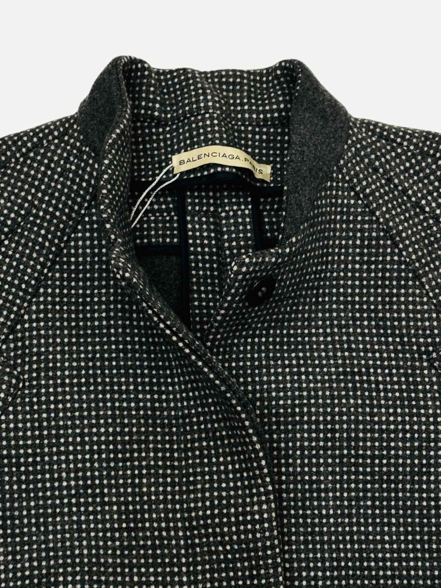 Pre-loved BALENCIAGA Grey & White Polka Dot Coat from Reems Closet