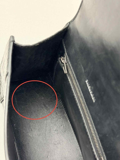 Pre-loved BALENCIAGA Hourglass Black Croc Embossed Top Handle at Reems Closet