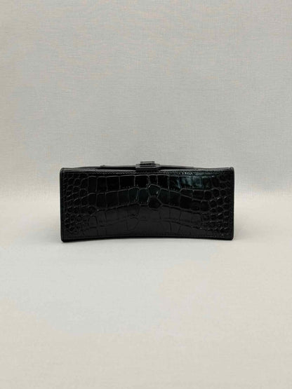 Pre-loved BALENCIAGA Hourglass Black Croc Embossed Top Handle at Reems Closet