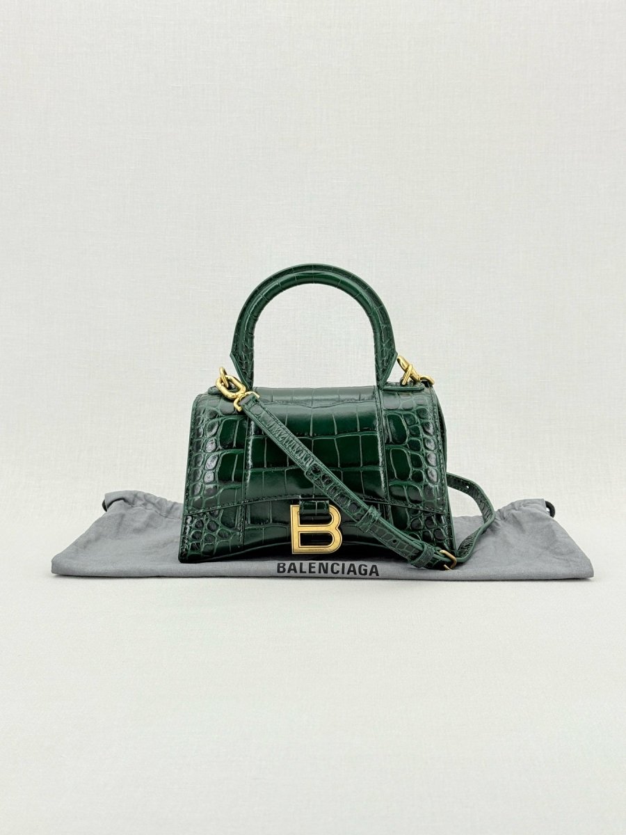 Pre - loved BALENCIAGA Hourglass Green Top Handle at Reems Closet