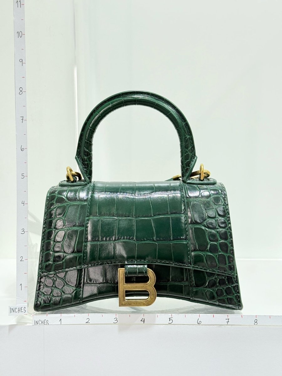 Pre - loved BALENCIAGA Hourglass Green Top Handle at Reems Closet