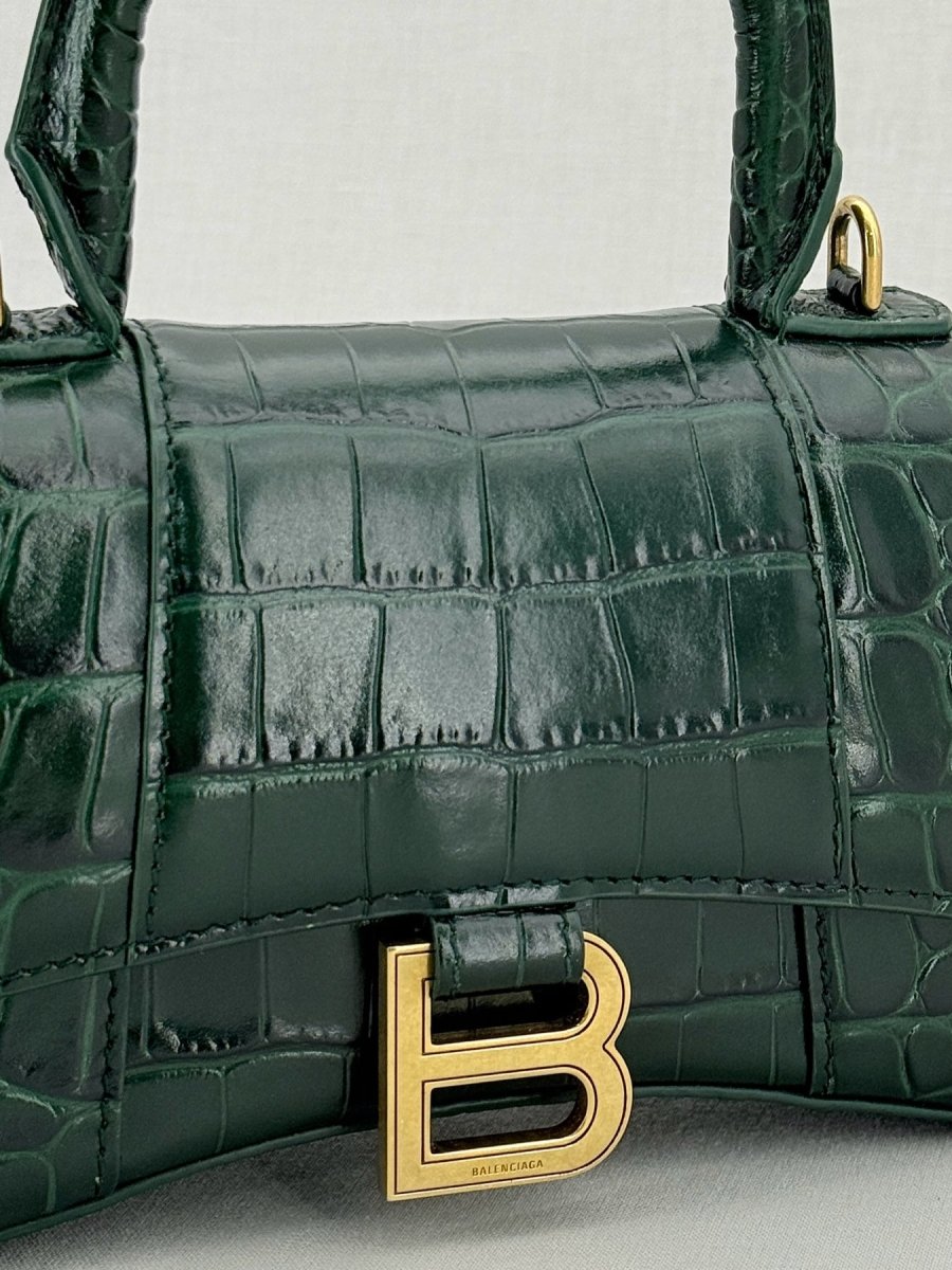 Pre - loved BALENCIAGA Hourglass Green Top Handle at Reems Closet