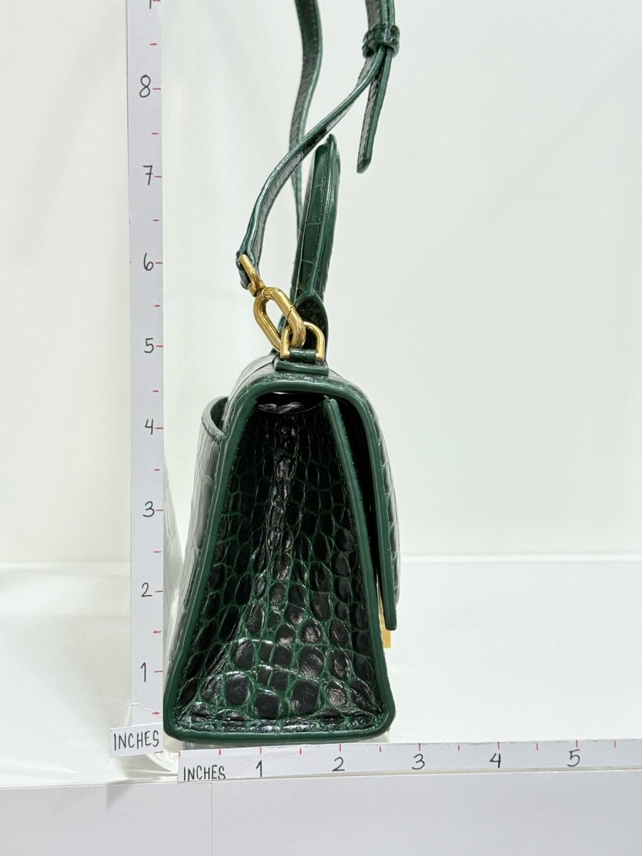 Pre - loved BALENCIAGA Hourglass Green Top Handle at Reems Closet