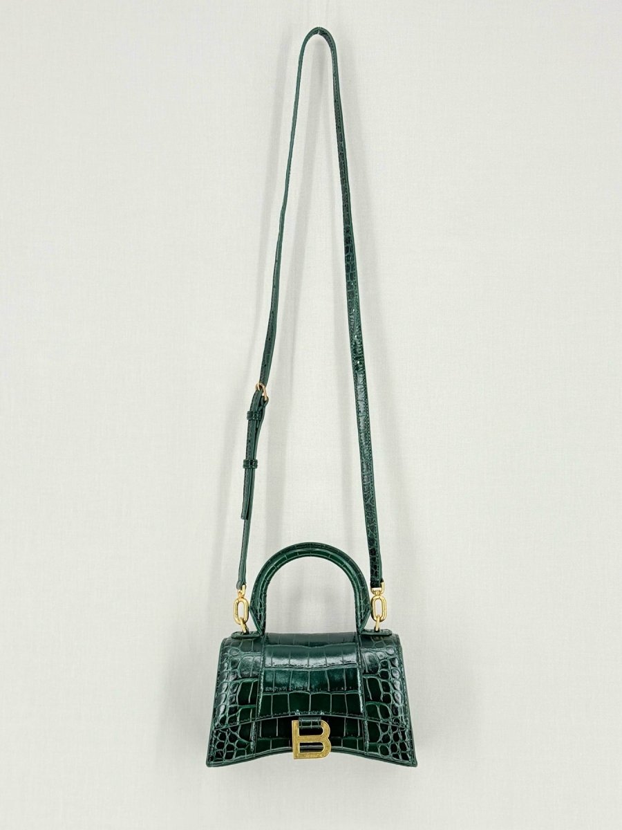 Pre - loved BALENCIAGA Hourglass Green Top Handle at Reems Closet