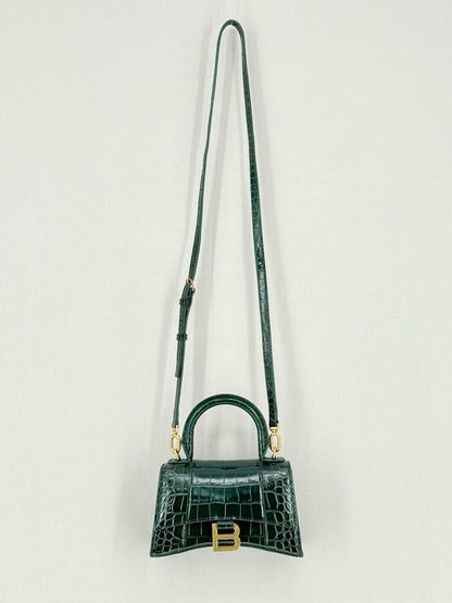 Pre - loved BALENCIAGA Hourglass Green Top Handle at Reems Closet