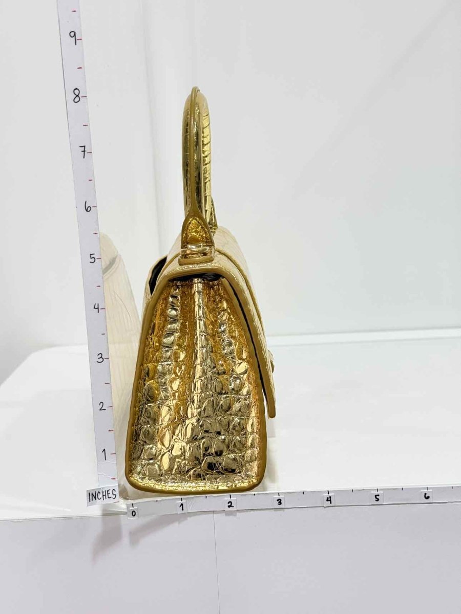 Pre-loved BALENCIAGA Hourglass Metallic Gold Top Handle at Reems Closet