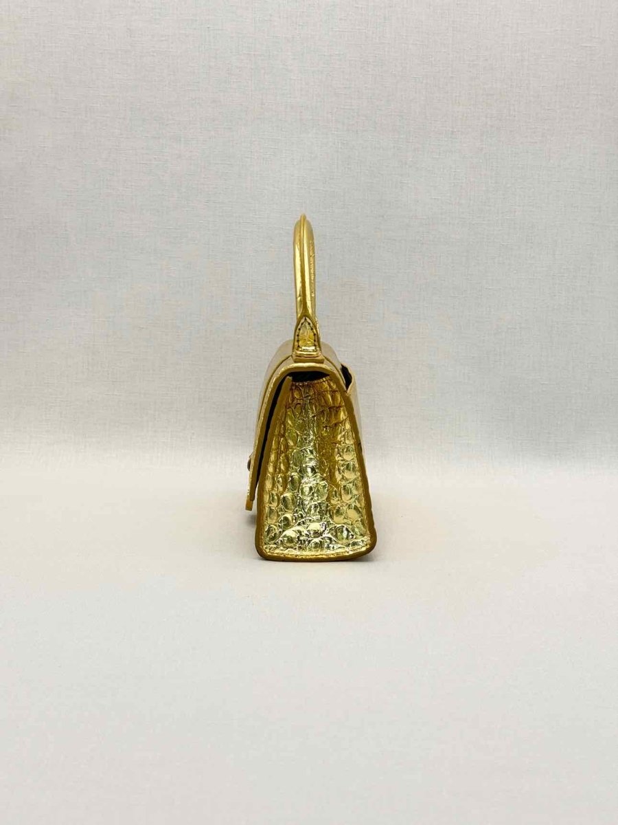 Pre-loved BALENCIAGA Hourglass Metallic Gold Top Handle at Reems Closet