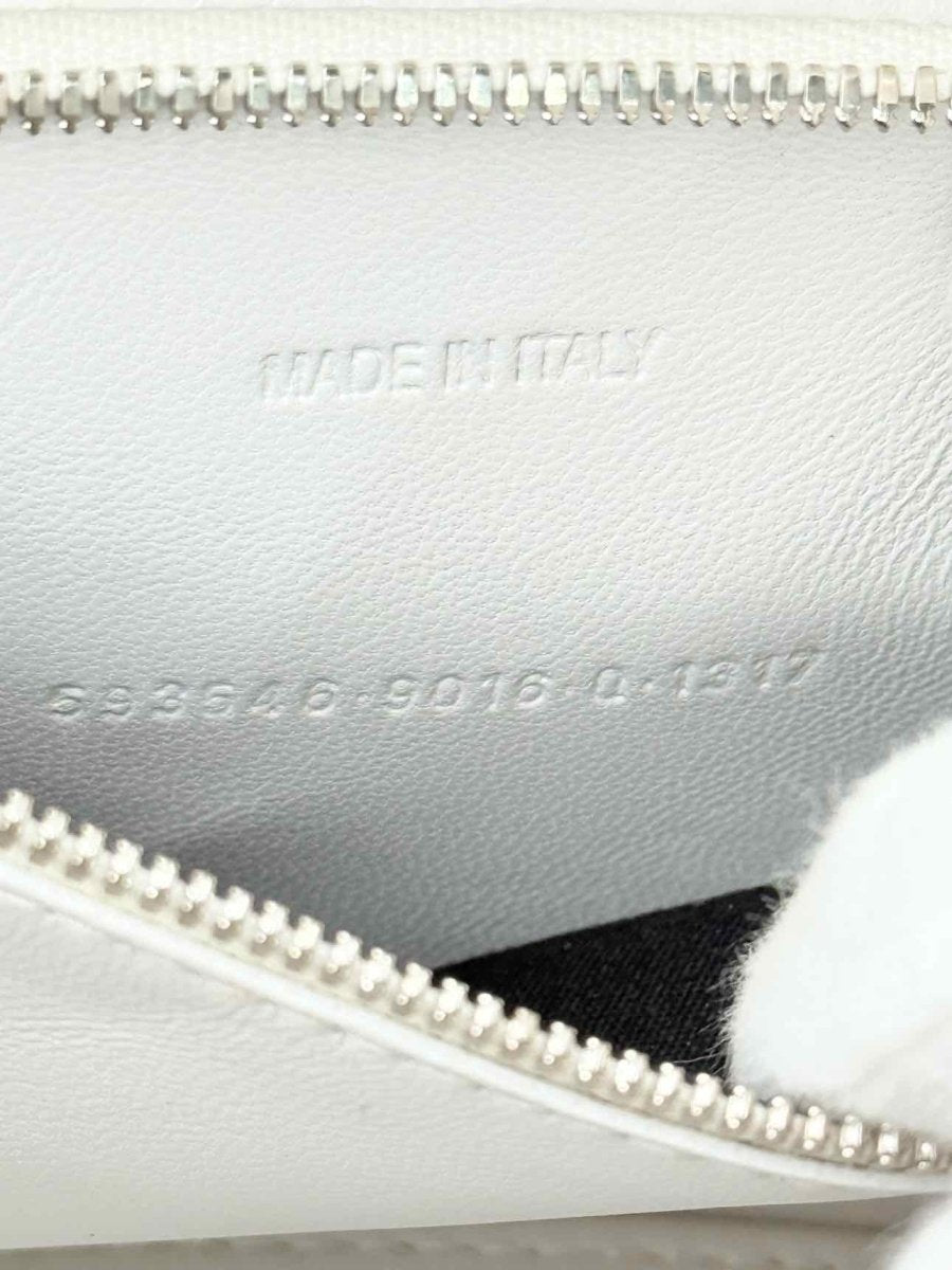 Pre - loved BALENCIAGA Hourglass White Croc Embossed Top Handle at Reems Closet