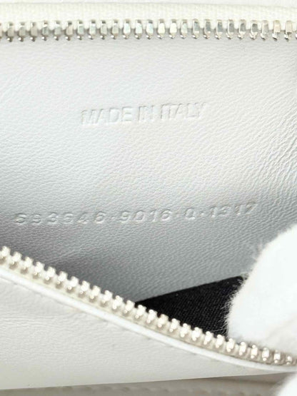 Pre - loved BALENCIAGA Hourglass White Croc Embossed Top Handle at Reems Closet