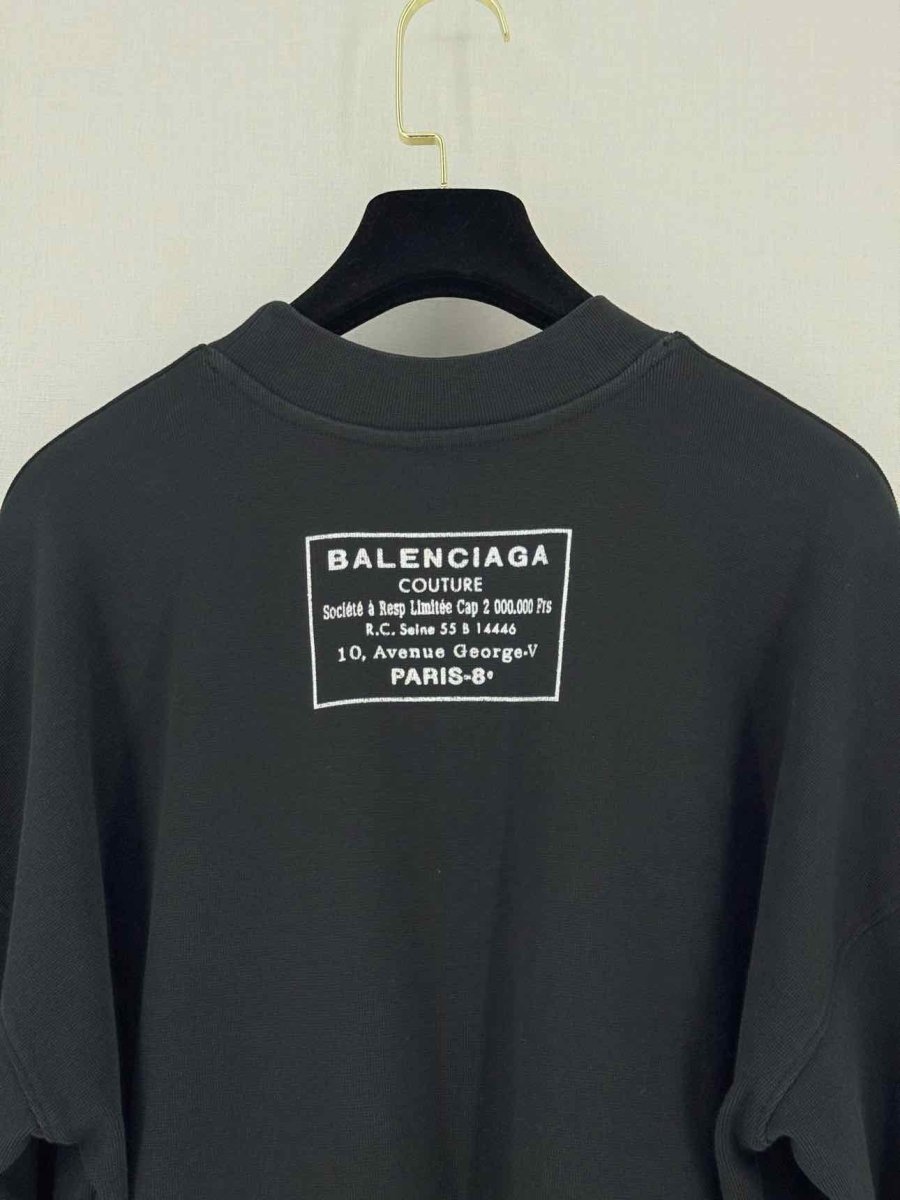 Pre - loved BALENCIAGA Jumper Black Logo Size Small Short Dress at Reems Closet
