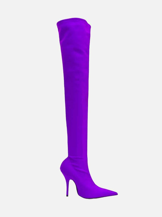 Pre - loved BALENCIAGA Knife Over The Knee Purple Thigh High Boots at Reems Closet