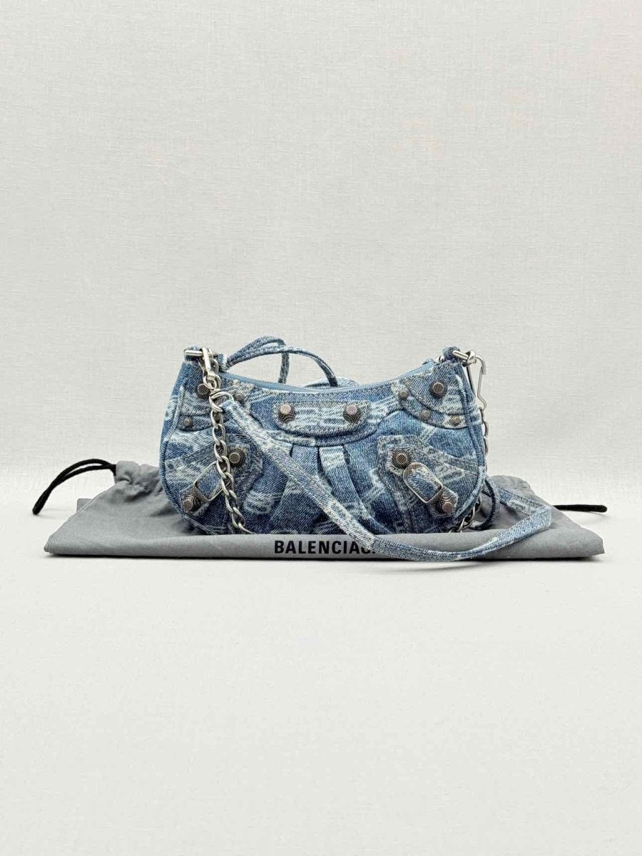 Pre - loved BALENCIAGA Le Cagole Blue Logo Shoulder Bag at Reems Closet