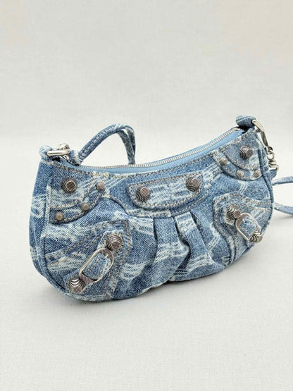 Pre - loved BALENCIAGA Le Cagole Blue Logo Shoulder Bag at Reems Closet