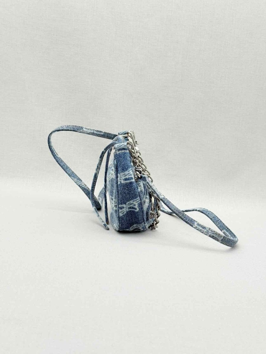 Pre - loved BALENCIAGA Le Cagole Blue Logo Shoulder Bag at Reems Closet