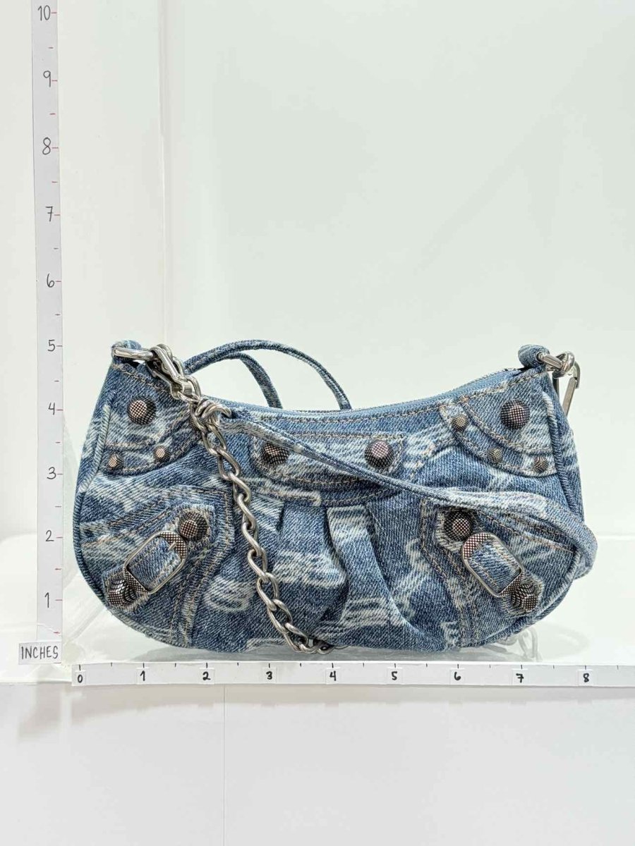 Pre - loved BALENCIAGA Le Cagole Blue Logo Shoulder Bag at Reems Closet