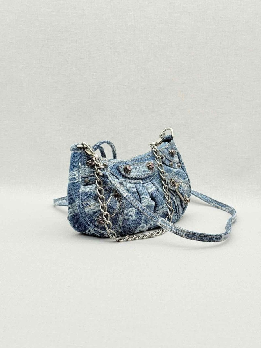 Pre - loved BALENCIAGA Le Cagole Blue Logo Shoulder Bag at Reems Closet