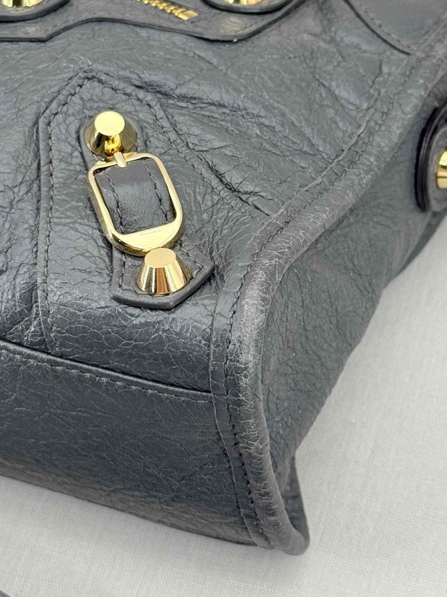 Pre - loved BALENCIAGA Le City Dark Grey Top Handle at Reems Closet