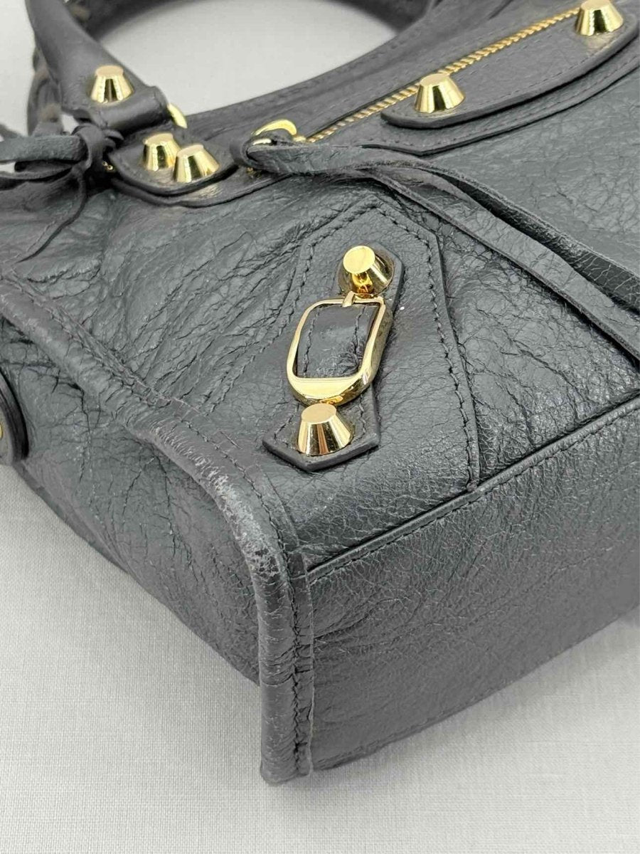 Pre - loved BALENCIAGA Le City Dark Grey Top Handle at Reems Closet