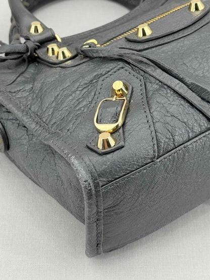 Pre - loved BALENCIAGA Le City Dark Grey Top Handle at Reems Closet
