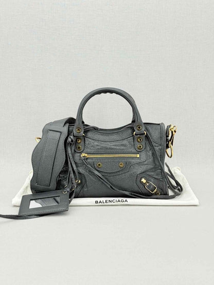 Pre - loved BALENCIAGA Le City Dark Grey Top Handle at Reems Closet