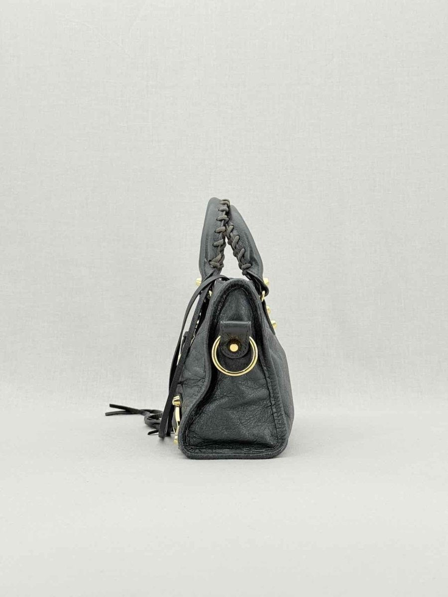 Pre - loved BALENCIAGA Le City Dark Grey Top Handle at Reems Closet